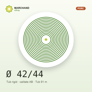 Membrane naturale de porc pe tub rigid — calibru 42/44, calitate AB (tub 91 m)